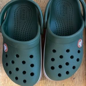 Green crocs, size 8 toddler